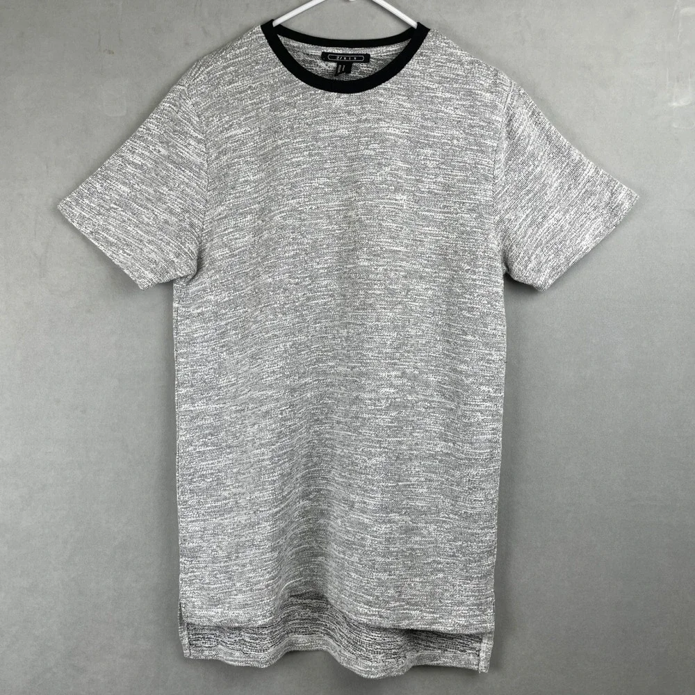 Forever 21 Men Crewneck Short Sleeve Textured Knit T-Shirt Top Gray M Streetwear